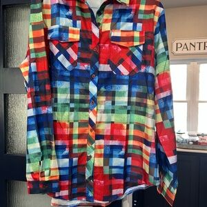 SHEIN Red and Blue Blouse